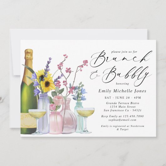 Brunch en Bubbly | Wildbloemen en champagne Kaart (Voorkant)