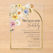Brunch en Bubbly | Wildflower Boho Vrijgezellenfee Acryl Uitnodigingen (Voorkant)