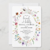 Brunch en Bubbly Wildflower Vrijgezellenfeest Kaart (Voorkant)