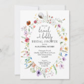 Brunch en Bubbly Wildflower Vrijgezellenfeest Kaart (Voorkant)