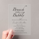 Brunch en Bubbly | Zwart-wit Vrijgezellenfeest Acryl Uitnodigingen (Insitu (Draagbaar))