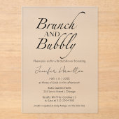 Brunch en Bubbly | Zwart-wit Vrijgezellenfeest Acryl Uitnodigingen (Voorkant)