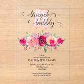 Brunch en Bubby Floral Vrijgezellenfeest Acryl Uitnodigingen (Voorkant)