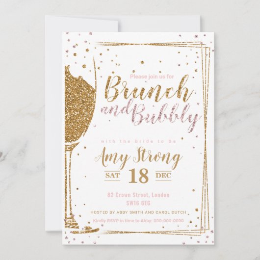Brunch en Bubely glittered met 2 gestreepte backgr Kaart (Voorkant)