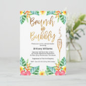 Brunch en Bubely Tropica Bridal Shower Invitation Kaart (Staand voorkant)