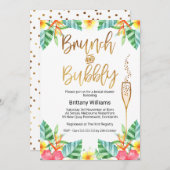 Brunch en Bubely Tropica Bridal Shower Invitation Kaart (Voorkant / Achterkant)