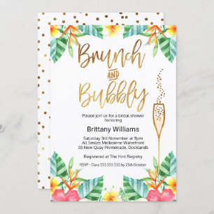 Brunch en Bubely Tropica Bridal Shower Invitation Kaart