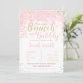 Brunch en Buig roze bubbels, harten en glitter Kaart (Staand voorkant)