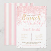 Brunch en Buig roze bubbels, harten en glitter Kaart (Voorkant / Achterkant)