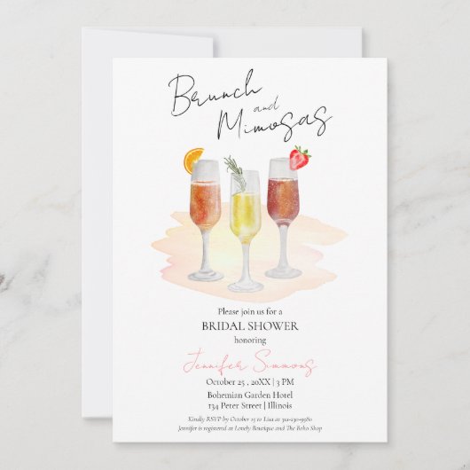 Brunch en Mimosas | Cocktails Vrijgezellenfeest Kaart (Voorkant)