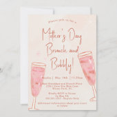 Brunch en Mousserende Blush Roze Moederdag Brunch Kaart (Voorkant)