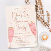 Brunch en Mousserende Blush Roze Moederdag Brunch Kaart