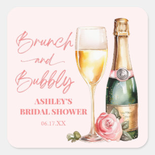Brunch en Mousserende Mimosa Champagne Bruidsdouch Vierkante Sticker
