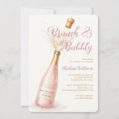 Brunch en Mousserende Roze Champagne Bruidsfeest Kaart (Voorkant)