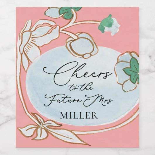 Brunch en mousserende wijn bruidsfeest wijn etiket (Enkel label)