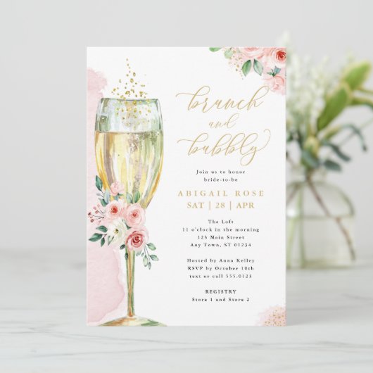 Brunch en roze goudflens Vrijgezellenfeest Kaart (Staand voorkant)