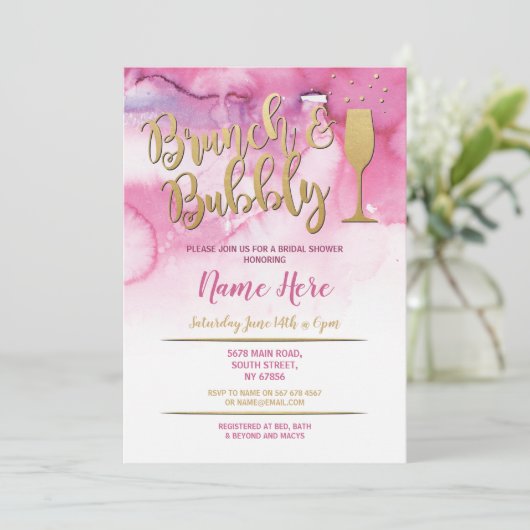 Brunch en roze goudVrijgezellenfeest invite Kaart (Staand voorkant)