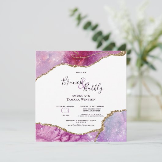 Brunch en roze Paarse goudschoen Kaart (Staand voorkant)