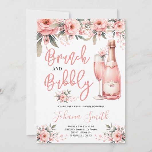 Brunch en roze Vrijgezellenfeest Kaart (Voorkant)