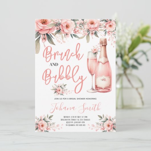 Brunch en roze Vrijgezellenfeest Kaart (Staand voorkant)