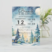 brunch en wees vrolijk kerstfeest lunch kaart (Staand voorkant)