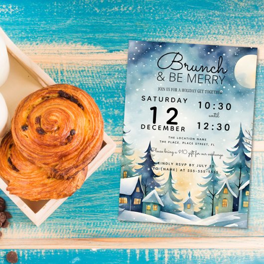 brunch en wees vrolijk kerstfeest lunch kaart