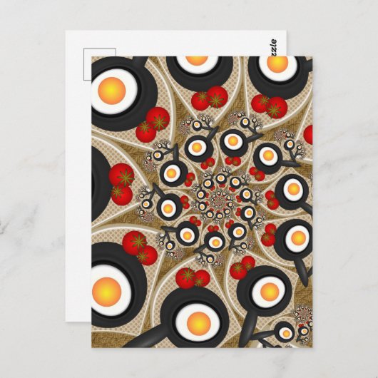 Brunch Fractal Art Funny Food, Tomaten, Eieren Briefkaart (Voorkant / Achterkant)