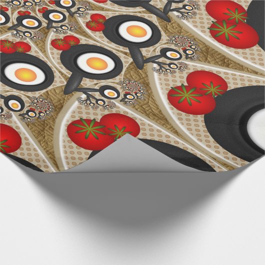 Brunch Fractal Art Funny Food, Tomaten, Eieren Cadeaupapier (Hoek)