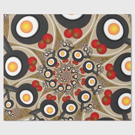 Brunch Fractal Art Funny Food, Tomaten, Eieren Cadeaupapier (Vlak)