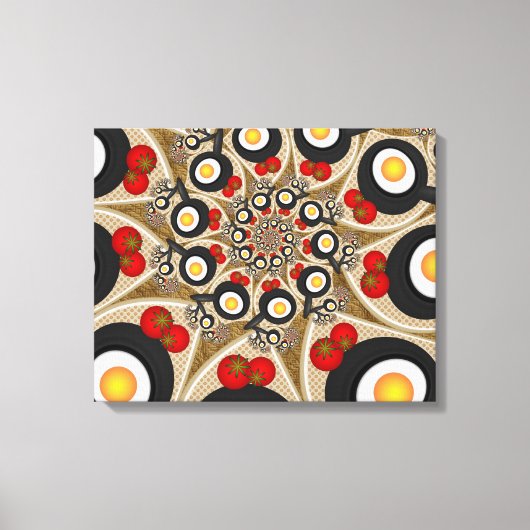 Brunch Fractal Art Funny Food, Tomaten, Eieren Canvas Afdruk (Voorkant)