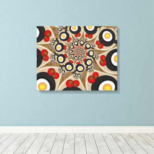 Brunch Fractal Art Funny Food, Tomaten, Eieren Canvas Afdruk (Insitu (Houten vloer))