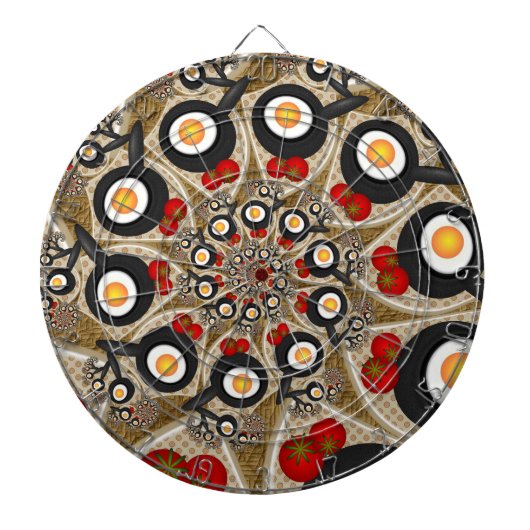 Brunch Fractal Art Funny Food, Tomaten, Eieren Dartbord (Voorkant)