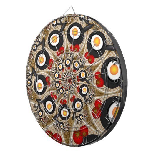 Brunch Fractal Art Funny Food, Tomaten, Eieren Dartbord (Voorkant Rechts)