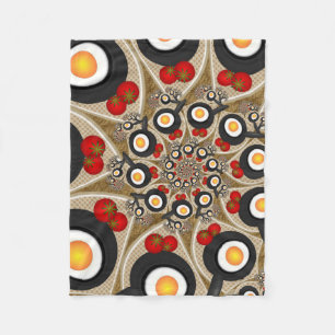 Brunch Fractal Art Funny Food, Tomaten, Eieren Fleece Deken