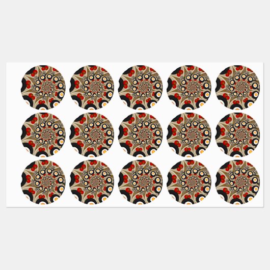 Brunch Fractal Art Funny Food, Tomaten, Eieren Labels (Vel)