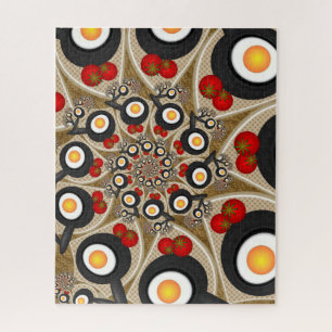 Brunch Fractal Art Funny Food, Tomaten, Eieren Legpuzzel