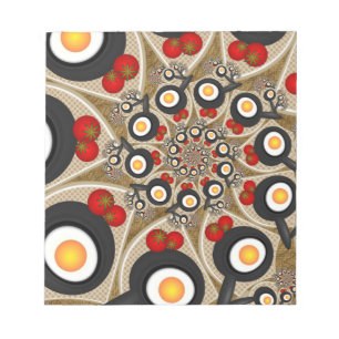 Brunch Fractal Art Funny Food, Tomaten, Eieren Notitieblok