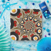 Brunch Fractal Art Funny Food, Tomaten, Eieren Papieren Bordje (Feest)