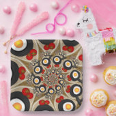 Brunch Fractal Art Funny Food, Tomaten, Eieren Papieren Bordje (Feest)