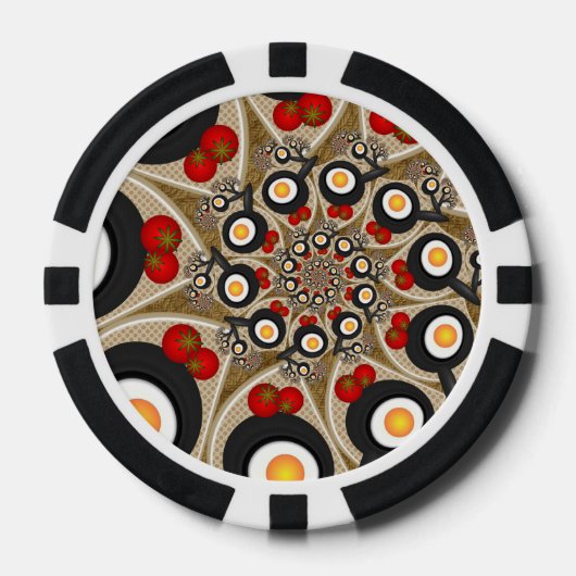 Brunch Fractal Art Funny Food, Tomaten, Eieren Poker Chips (Voorkant)