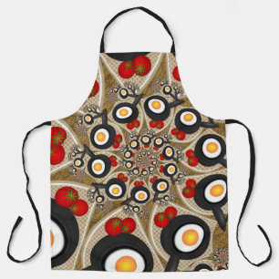 Brunch Fractal Art Funny Food, Tomaten, Eieren Schort