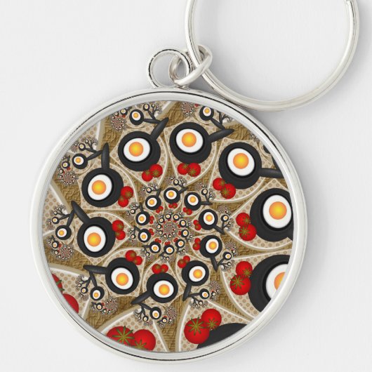 Brunch Fractal Art Funny Food, Tomaten, Eieren Sleutelhanger (Voorkant)