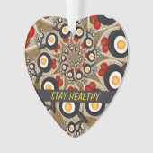 Brunch Fractal Art Funny Food, Tomaten, Eieren Tex Ornament (voorkant)