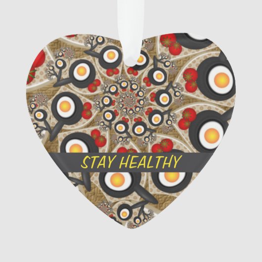 Brunch Fractal Art Funny Food, Tomaten, Eieren Tex Ornament (voorkant)