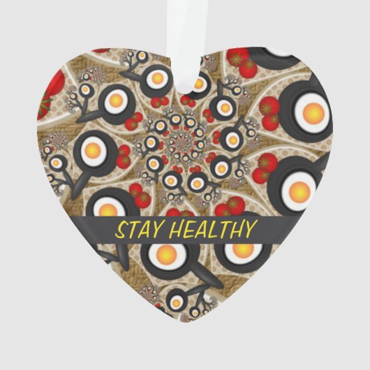 Brunch Fractal Art Funny Food, Tomaten, Eieren Tex Ornament (achterkant)