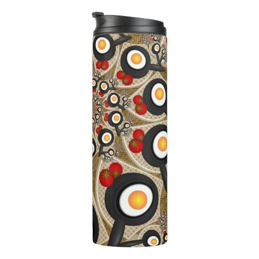 Brunch Fractal Art Funny Food, Tomaten, Eieren Thermosbeker (Geroteerd rechts)
