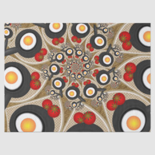 Brunch Fractal Art Funny Food, Tomaten, Eieren Tissuepapier