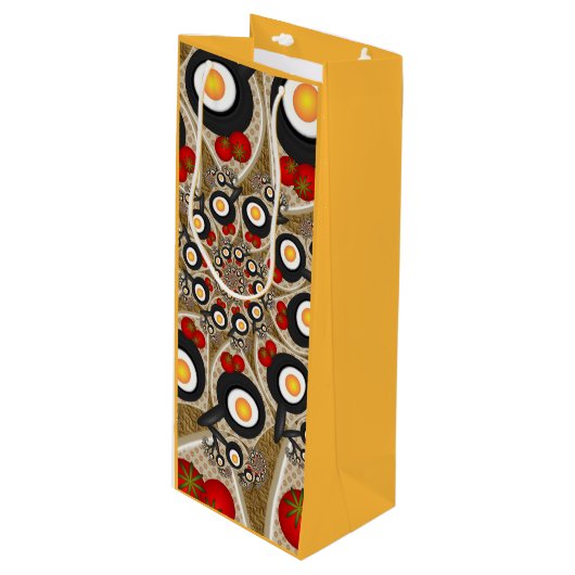 Brunch Fractal Art Funny Food, Tomaten, Eieren Wijn Cadeautas (Voorkant Gekanteld)