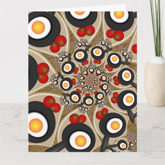 Brunch Fractal Art Funny Food, Tomatoes, Eggs Bedankkaart (Voorkant)