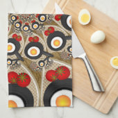 Brunch Fractal Art Funny Food, Tomatoes, Eggs Theedoek (Quarter Fold)